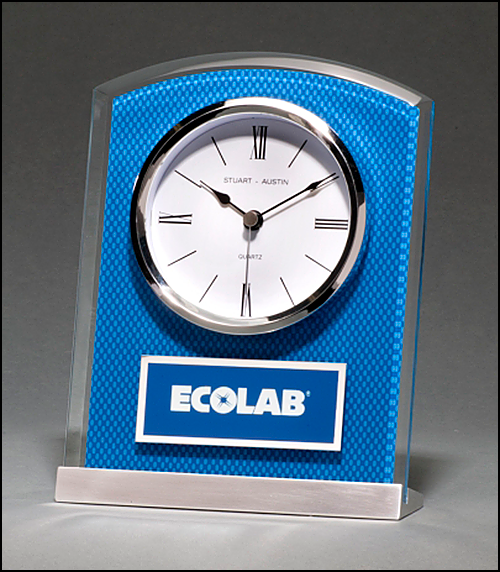 Glass Clock with Blue design