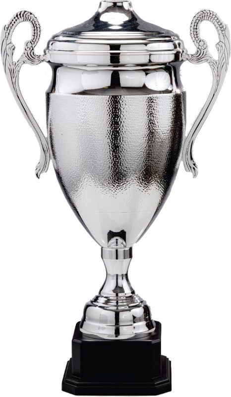 Large Silver Italian Cup on black base. Available in 3 sizes.
