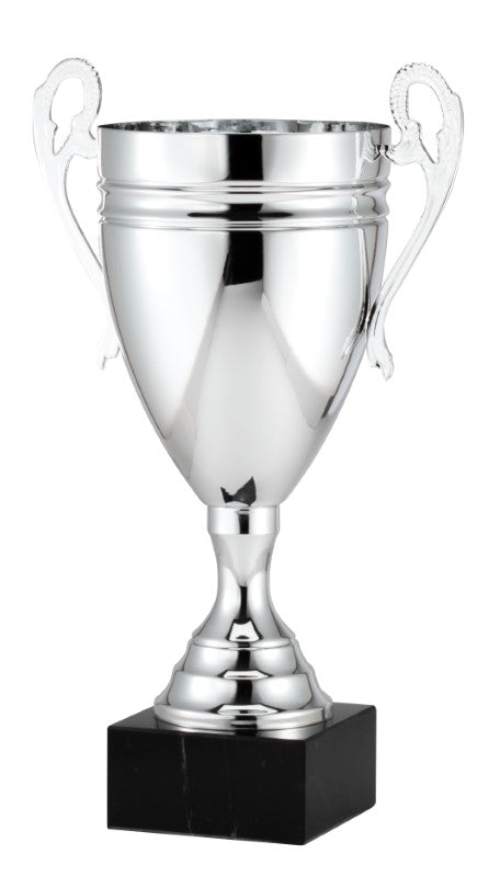 Silver Italian Metal Cup on black marble base. Available in 5 sizes.