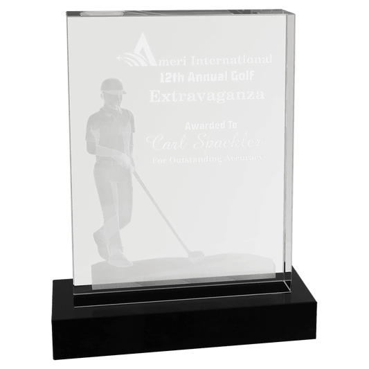 6.25" x 8" Crystal 3D Male Golf