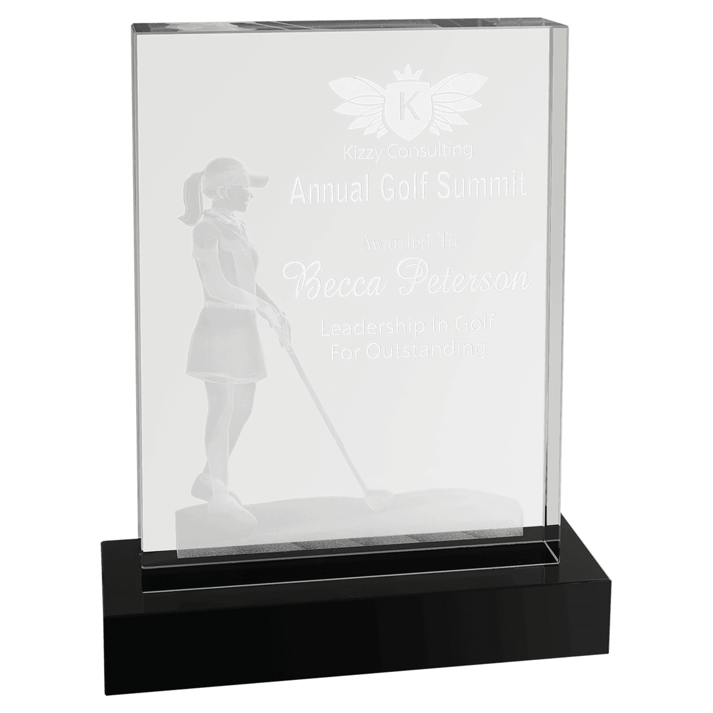 6.25" x 8" Crystal 3D Female Golf