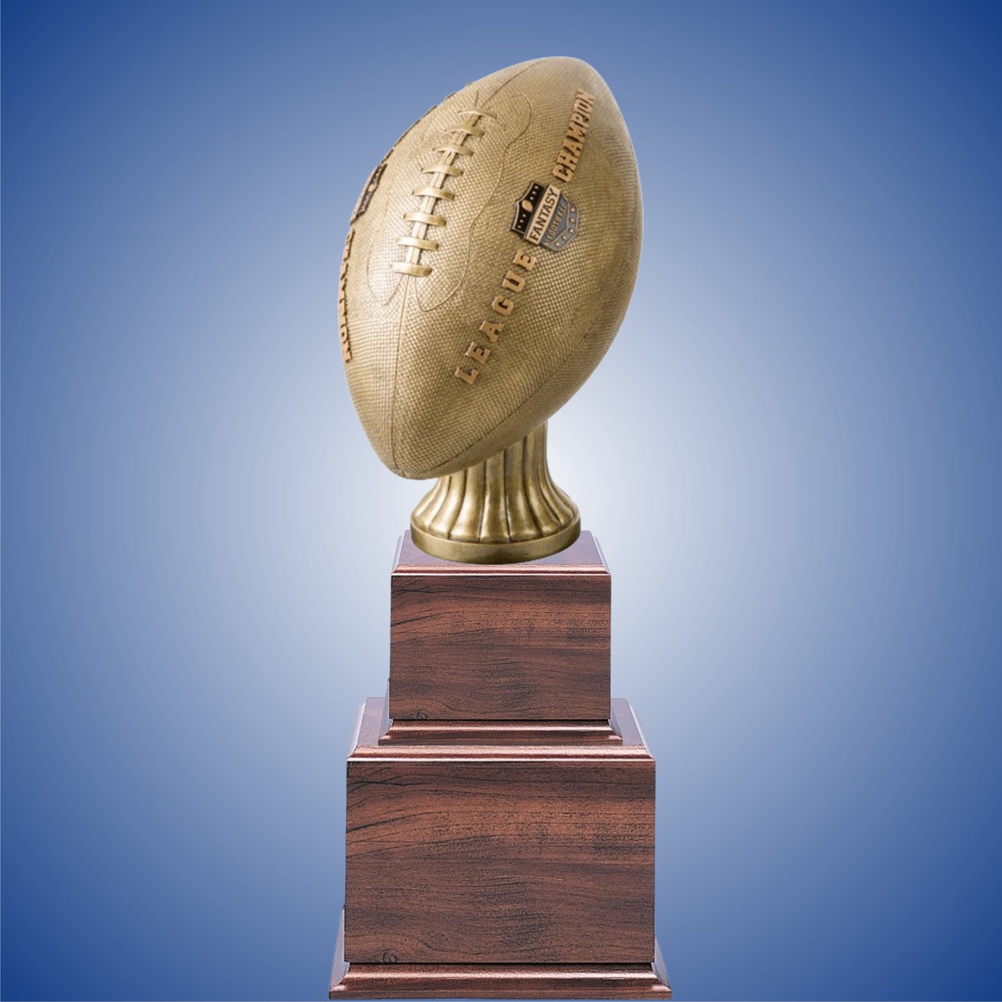 Large Football with Fantasy Football League Champion on Side on base
