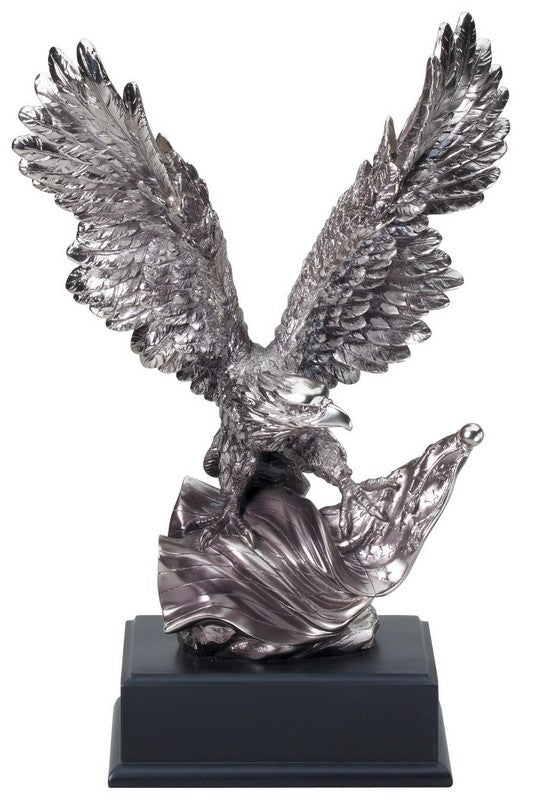Gallery Resin Silver Eagle on black base, available in 3 sizes