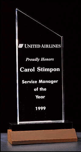 Slanted Rectangle Acrylic on wood base