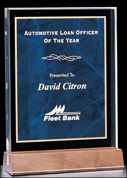 Marble Acrylic on Walnut Base