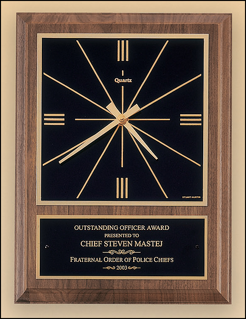 Walnut plaque with square dial available in 2 sizes