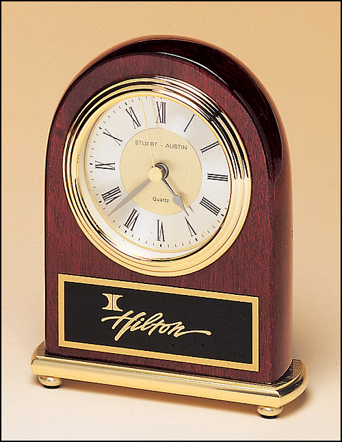 Rosewood dome clock with gold base