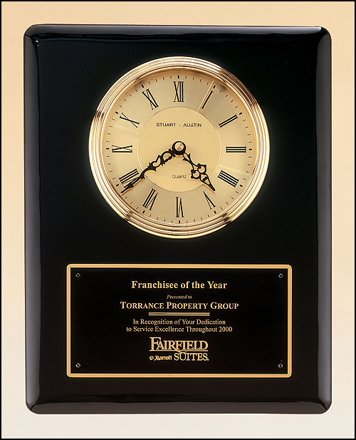 Black Piano finish clock with gold dial