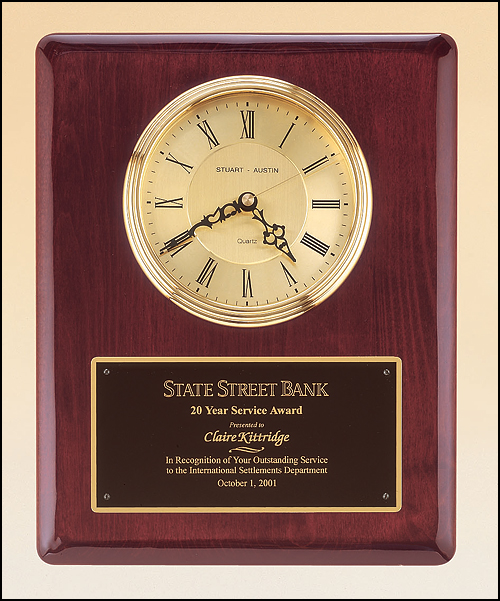 Rosewood plaque with gold dial