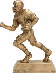 8.25" Gold football resin runner holding ball