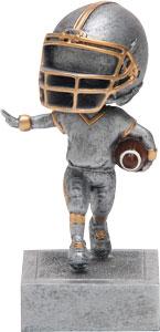 5.5" Silver and Gold football bobblehead resin holding ball stiff arm