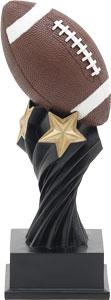 8" Colored football resin sitting a top gold stars on black swirl and base