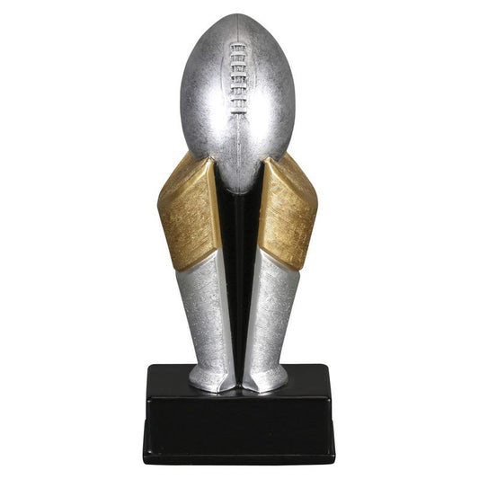 8" Silver and Gold Victory Cup Football Resin on black base