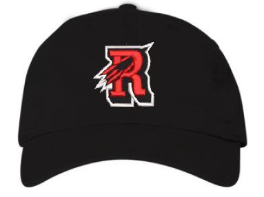 Black Reading Rocket buckle strap hat with adjustable back. This hat has a curved visor and an Unstructured Low-Profile crown and with soft cotton blend.
