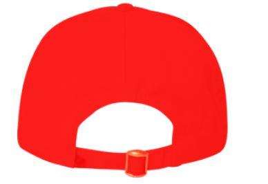 Red back of the buckle strap hat with adjustable back