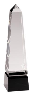 Obelisk Crystal on Black Pedestal Base. Available in 3 Sizes