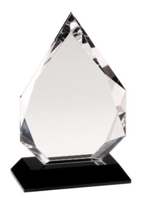 Diamond Crystal on Black Pedestal Base. Available in 3 Sizes