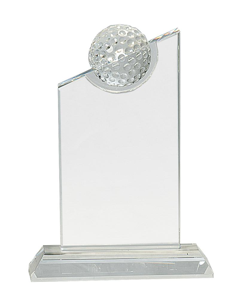 Inset Crystal Golf Ball on Clear Slanted Base. Available in 2 Sizes