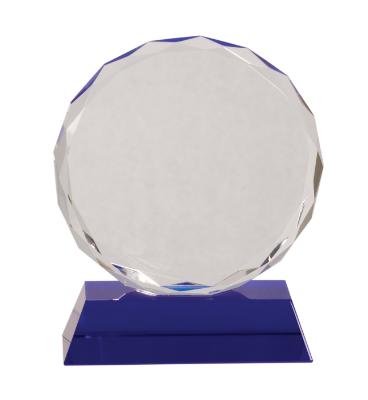 Round Facet Crystal on Blue Pedestal Base. Available in 3 Sizes