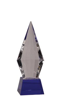 Obelisk Facet Crystal on Blue Pedestal Base. Available 2 Sizes