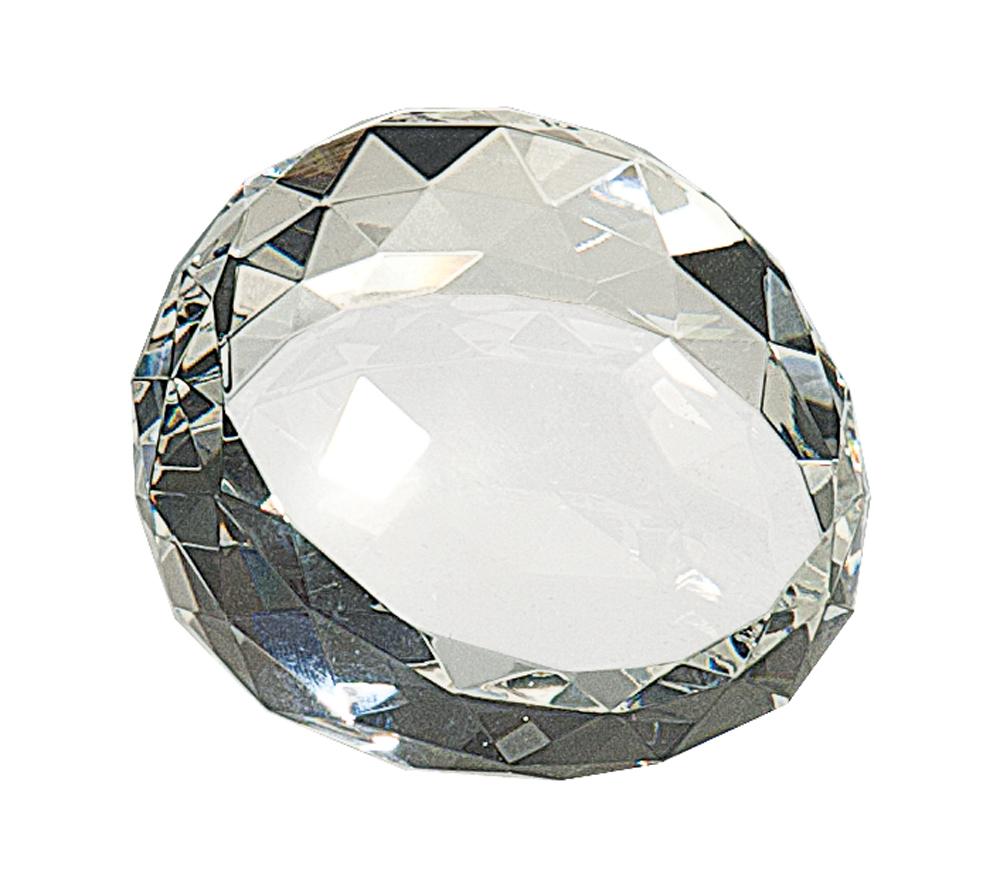 Round Crystal Facet Paperweight. Available in 2 Sizes