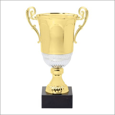 Gold Silver Cup on black marble base available in 4 sizes.