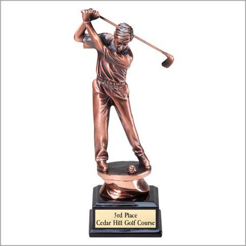 Golf Gallery Series Bronze Electroplated Sculpture on black base