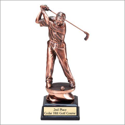 Golf Gallery Series Bronze Electroplated Sculpture on black base