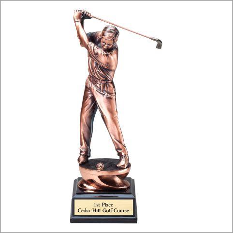 Golf Gallery Series Bronze Electroplated Sculpture on black base
