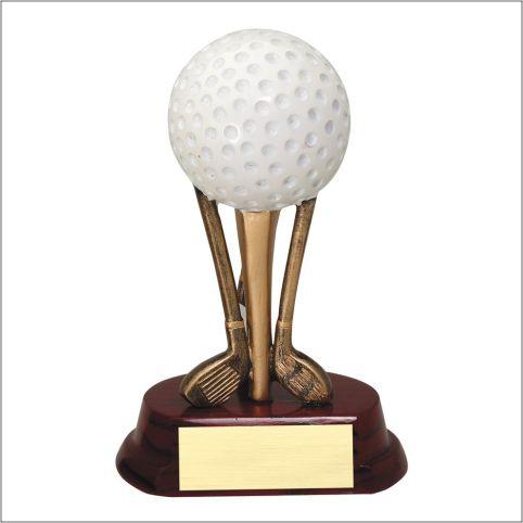 Golf Ball on Clubs & Tee. Available in 3 sizes.