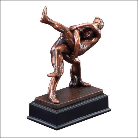 Wrestling Bronze Eletroplated Scuplture