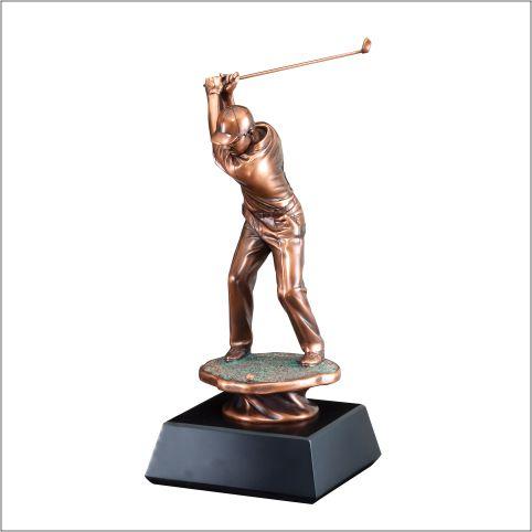 Golf Gallery Series Bronze Electroplated Sculpture on black base