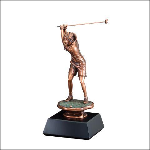 Golf Gallery Series Bronze Electroplated Sculpture on black base
