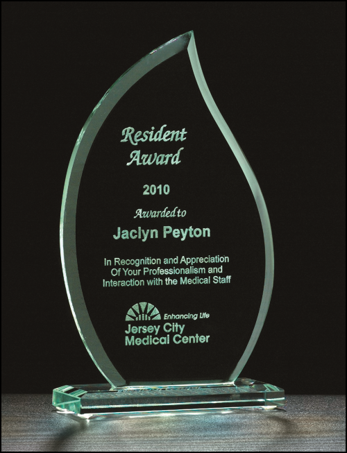 Flame Jade Glass Award. Available in three sizes