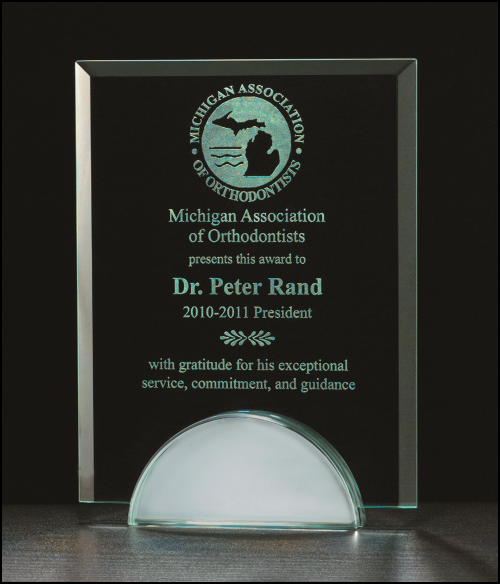 Apex Glass Glass Award with mirror base. Availale in three sizes