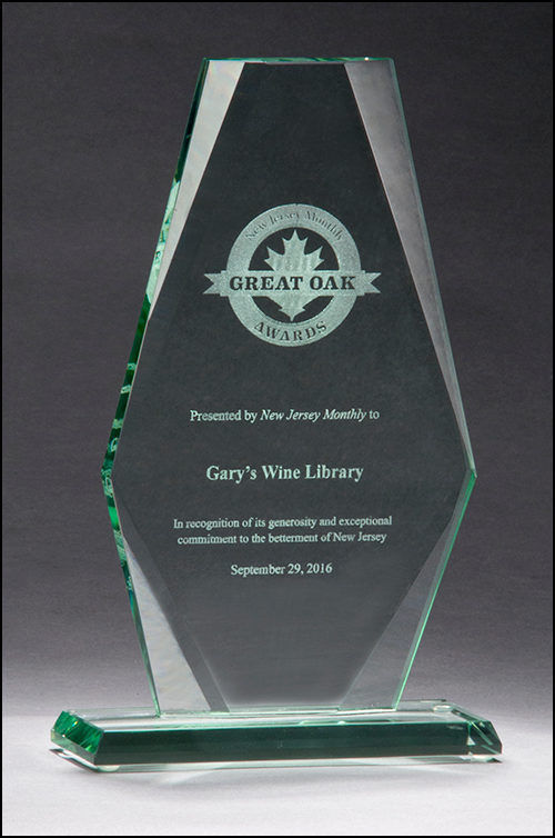 Jade glass tower award. Available in three sizes