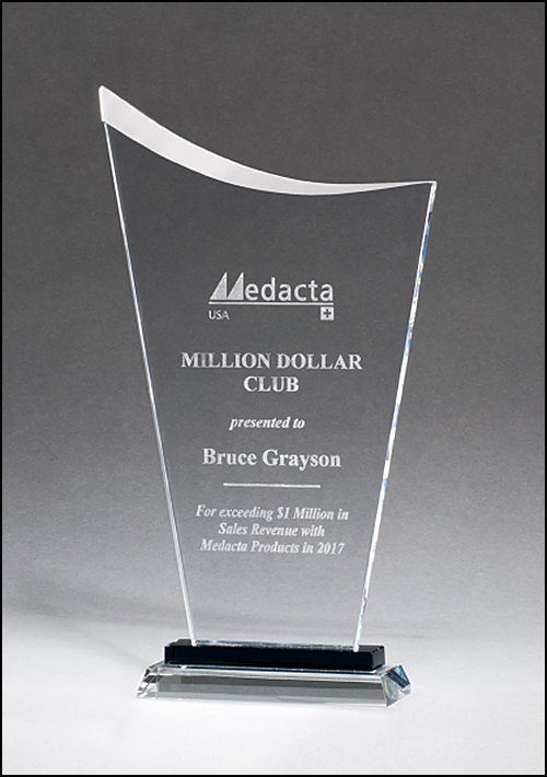 Contemporary Clear Glass Award with Pedestal Base. Available in three sizes