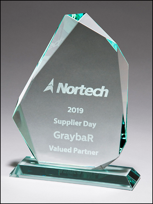 Iceberg Jade glass award. Available in three sizes