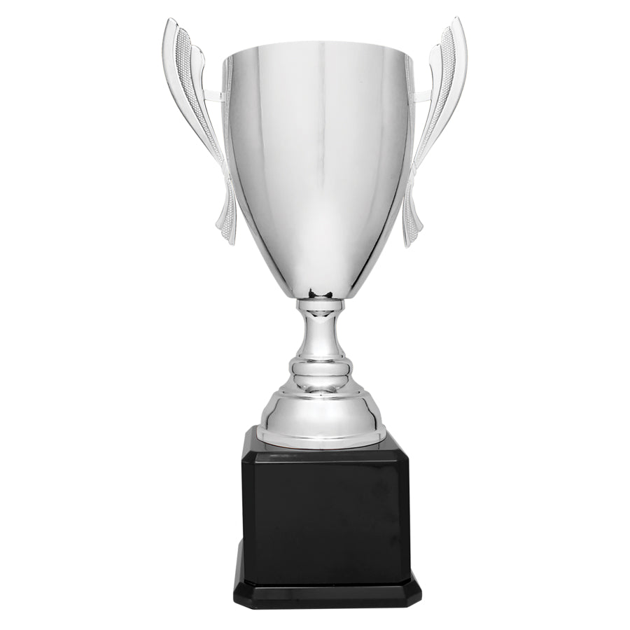 Large Silver Cup on black piano finished base. Avialable in 3 sizes.