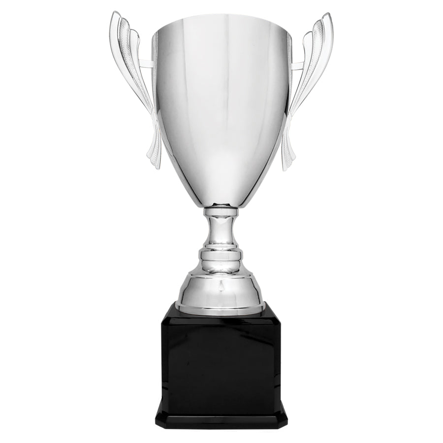 Large Silver Cup on black piano finished base. Avialable in 3 sizes.