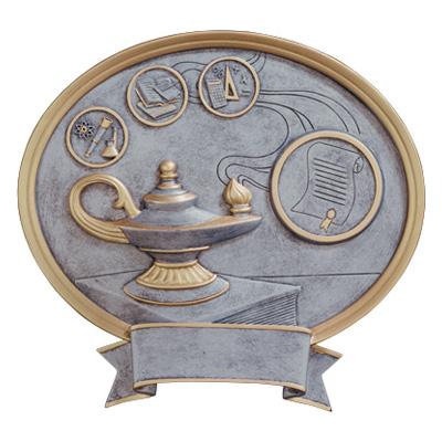 Lamp of Knowledge Oval Resin Plate. Also available in Drama Legend Plate