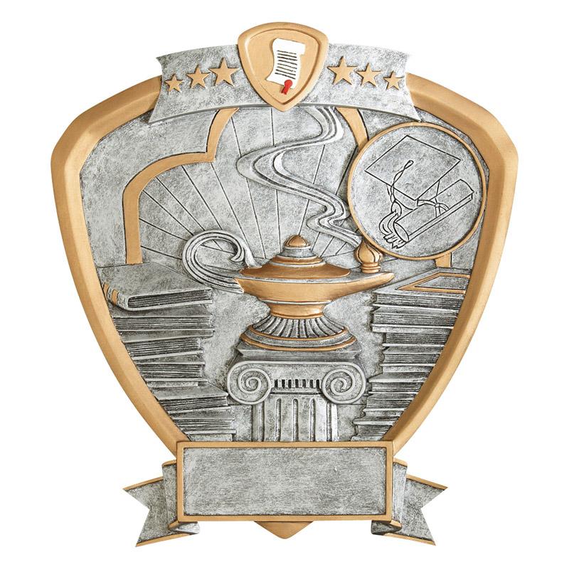 Silver academic lamp of knowledge Legend Shield Resin