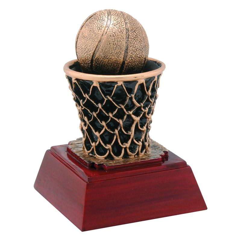 Basketball and Net on Rosewood Base