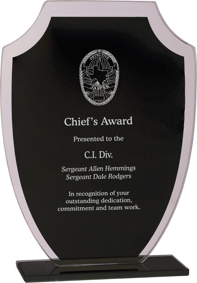 Black Shield Reflection Glass Award. Available in 2 Sizes