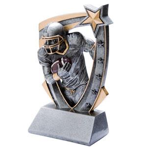 6" Football player 3-D Star Resin pewter with gold trim