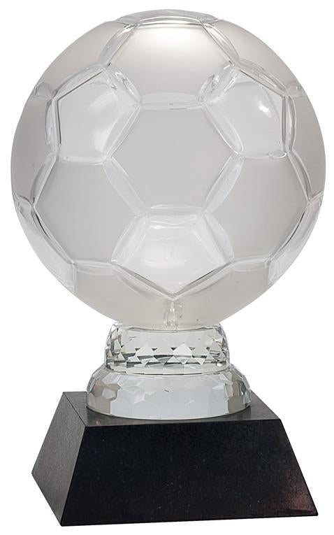 Glass Soccer Ball with Marble Base. Available in 2 Sizes