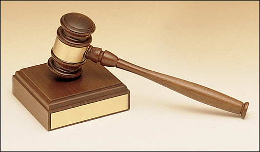 9.75" Walnut gavel with Gold engravable band