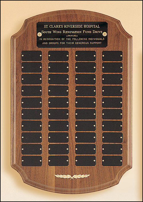12"x18" 40 plates walnut perpetual with notch corners. Black brass plates are 1"x2"