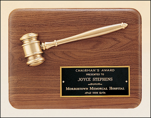 9"x12" Walnut Plaque with Antique Bronze Gavel