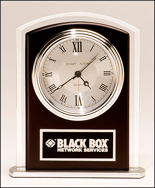 Glass Clock with wood accent